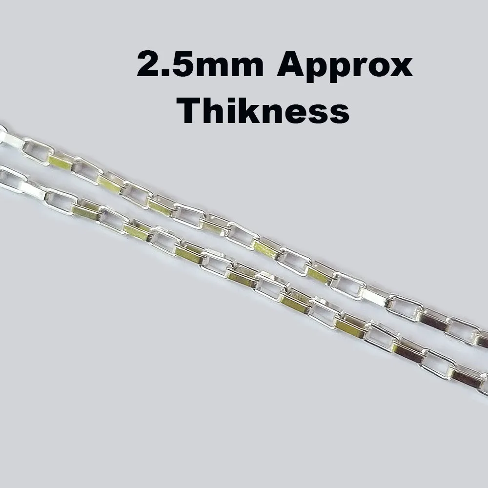 1 Meter Pkg. Silver plated Box chain for jewelry making in size about 2.5mm