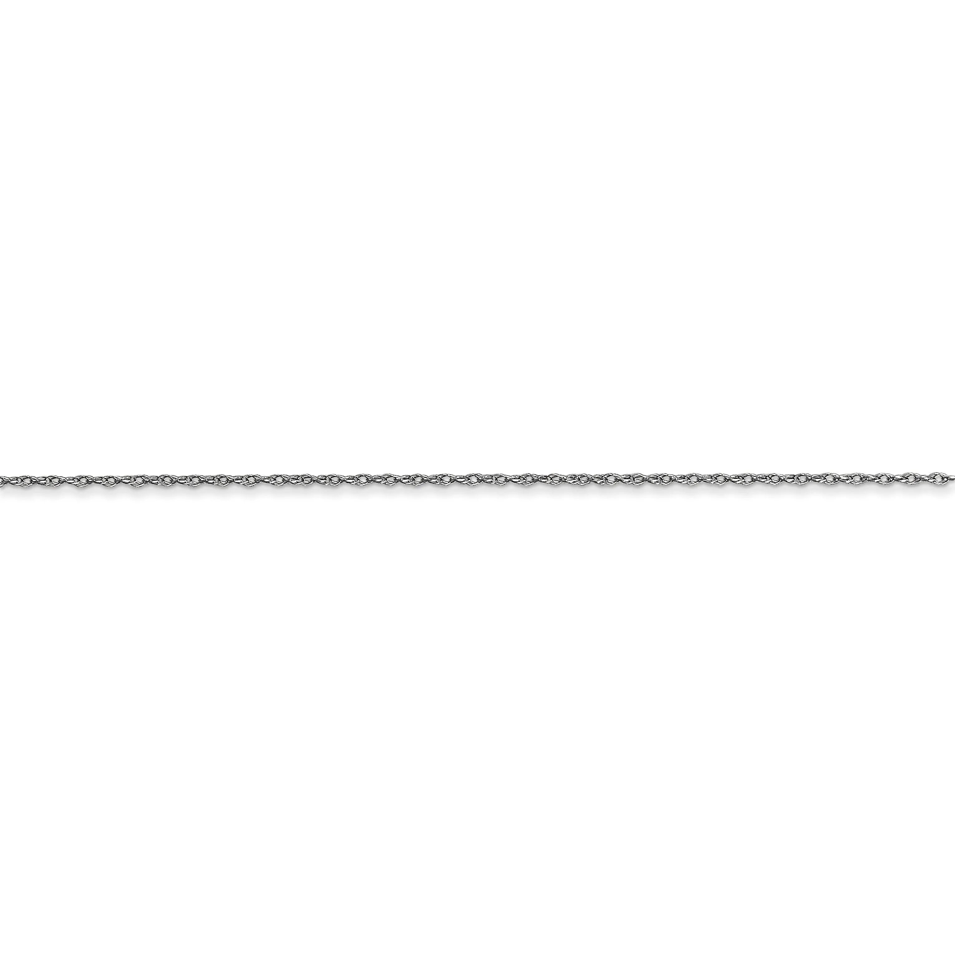 10k White Gold Carded Cable Rope Chain 0.5MM Thickness