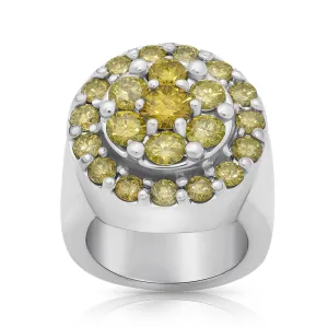 10k White Gold Yellow Diamond Ring 3.5 Ctw