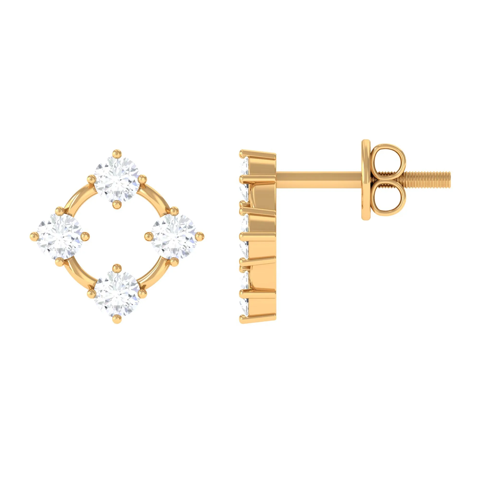 1/2 CT Simple Diamond Gold Stud Earrings