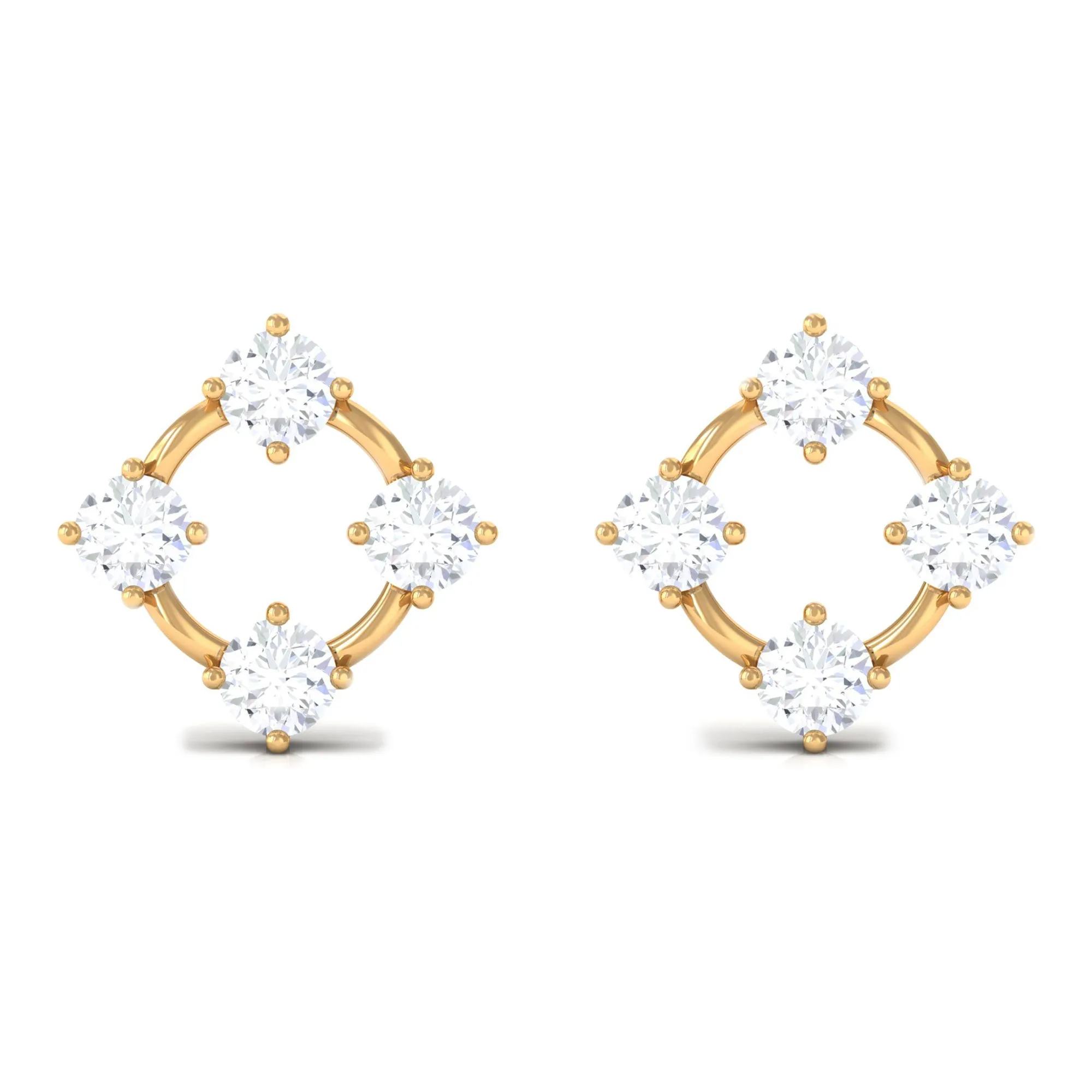 1/2 CT Simple Diamond Gold Stud Earrings