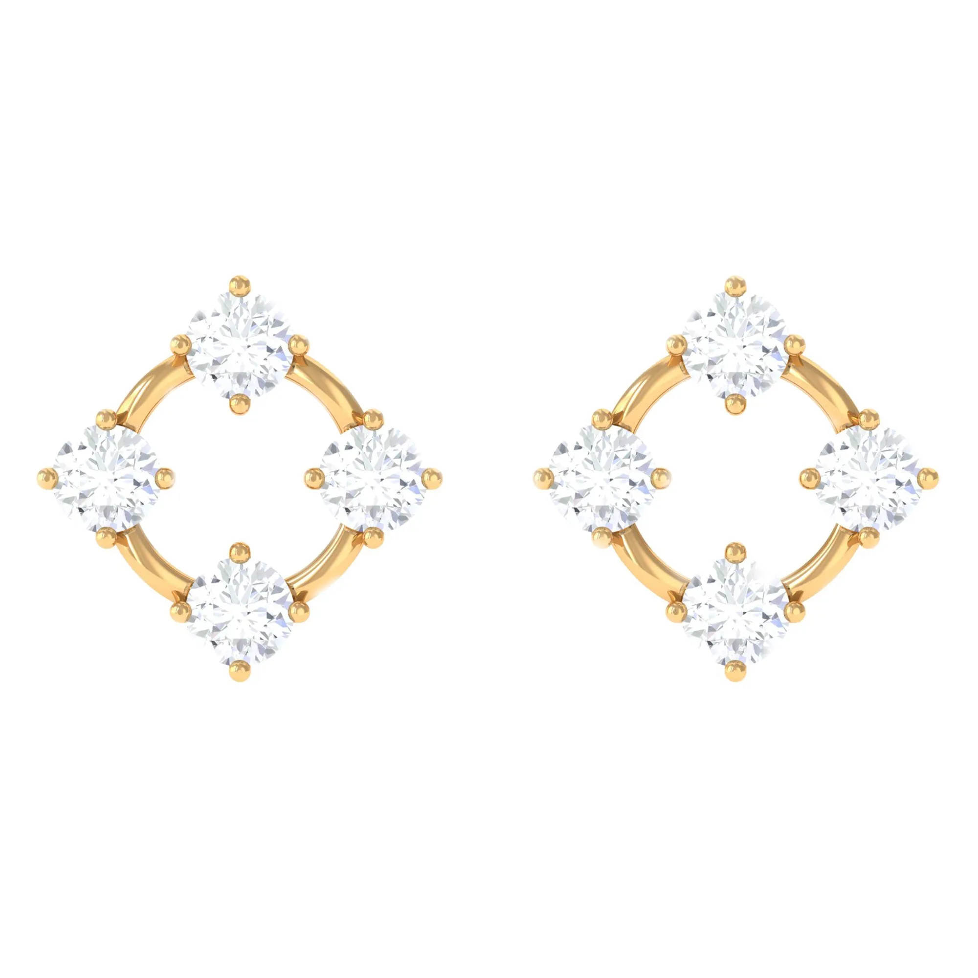 1/2 CT Simple Diamond Gold Stud Earrings