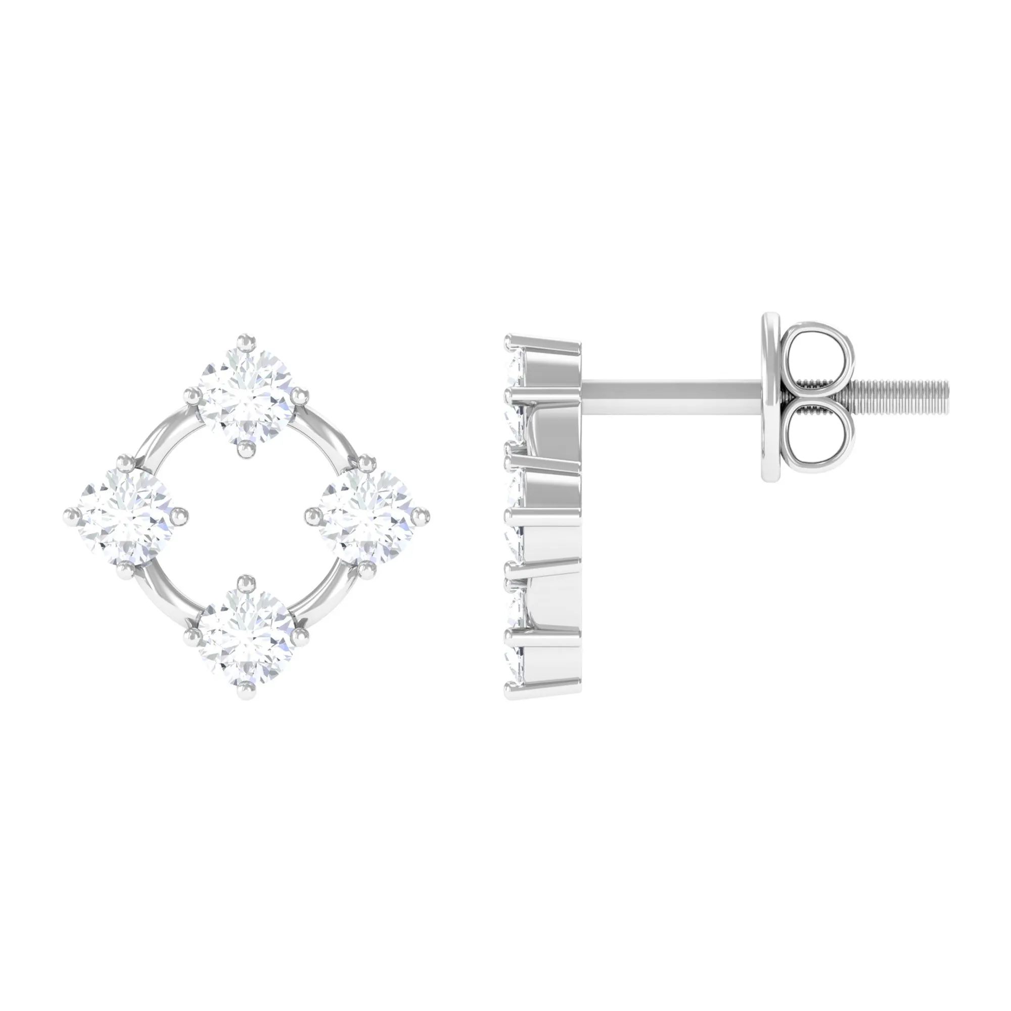 1/2 CT Simple Diamond Gold Stud Earrings