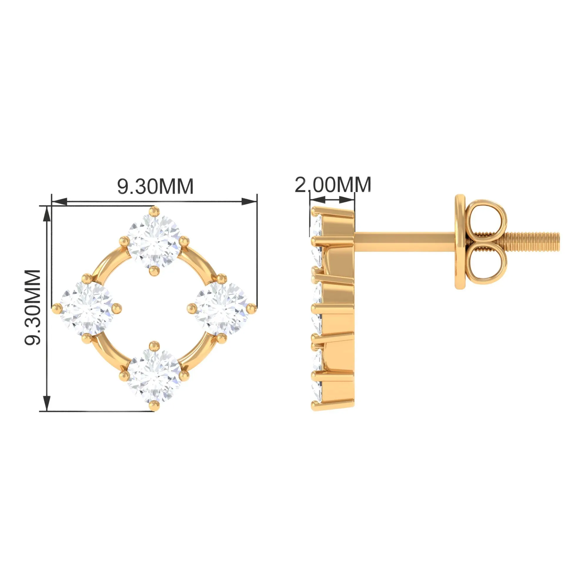 1/2 CT Simple Diamond Gold Stud Earrings