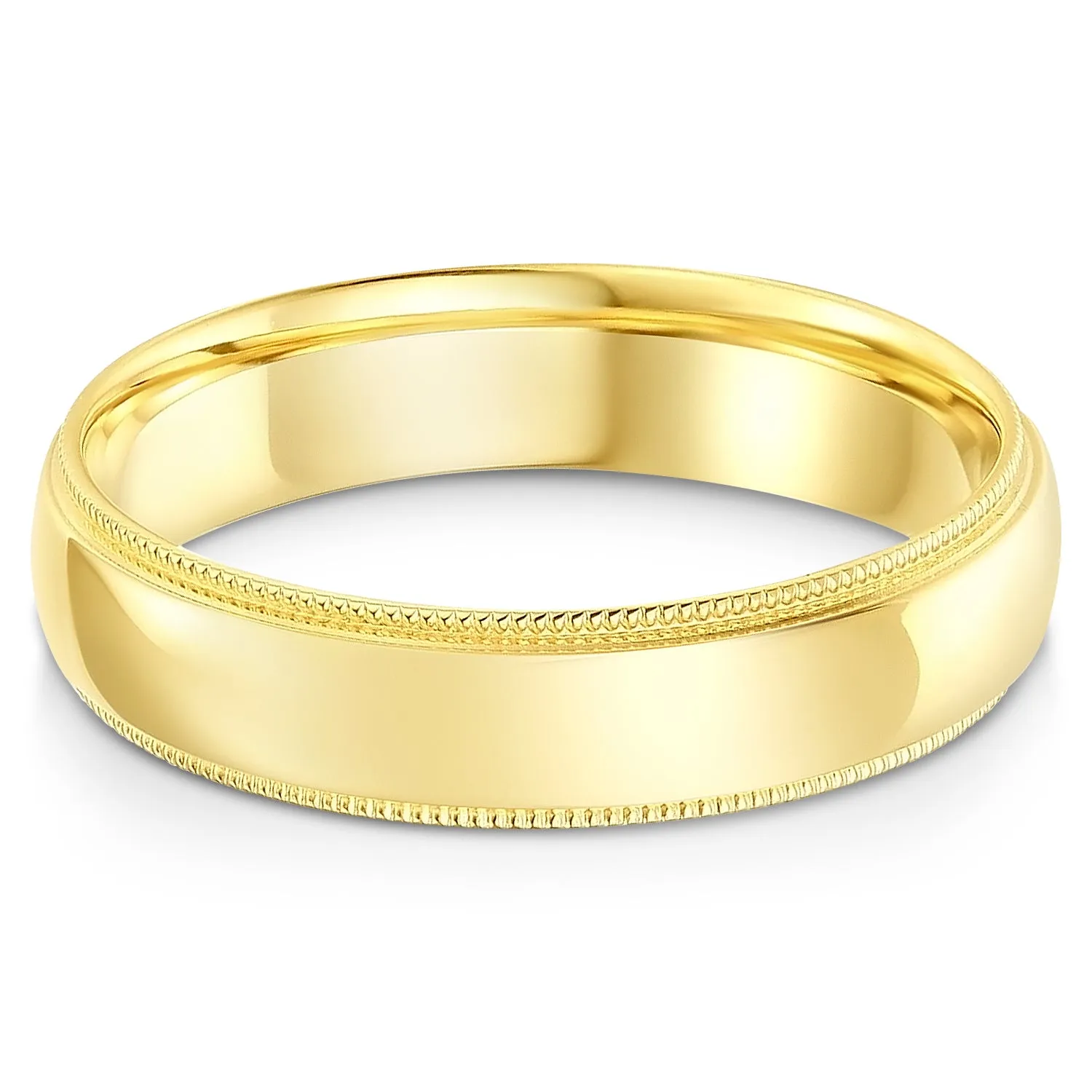 14k Solid Gold 5mm Comfort Fit Milgrain Traditional Wedding Band Ring