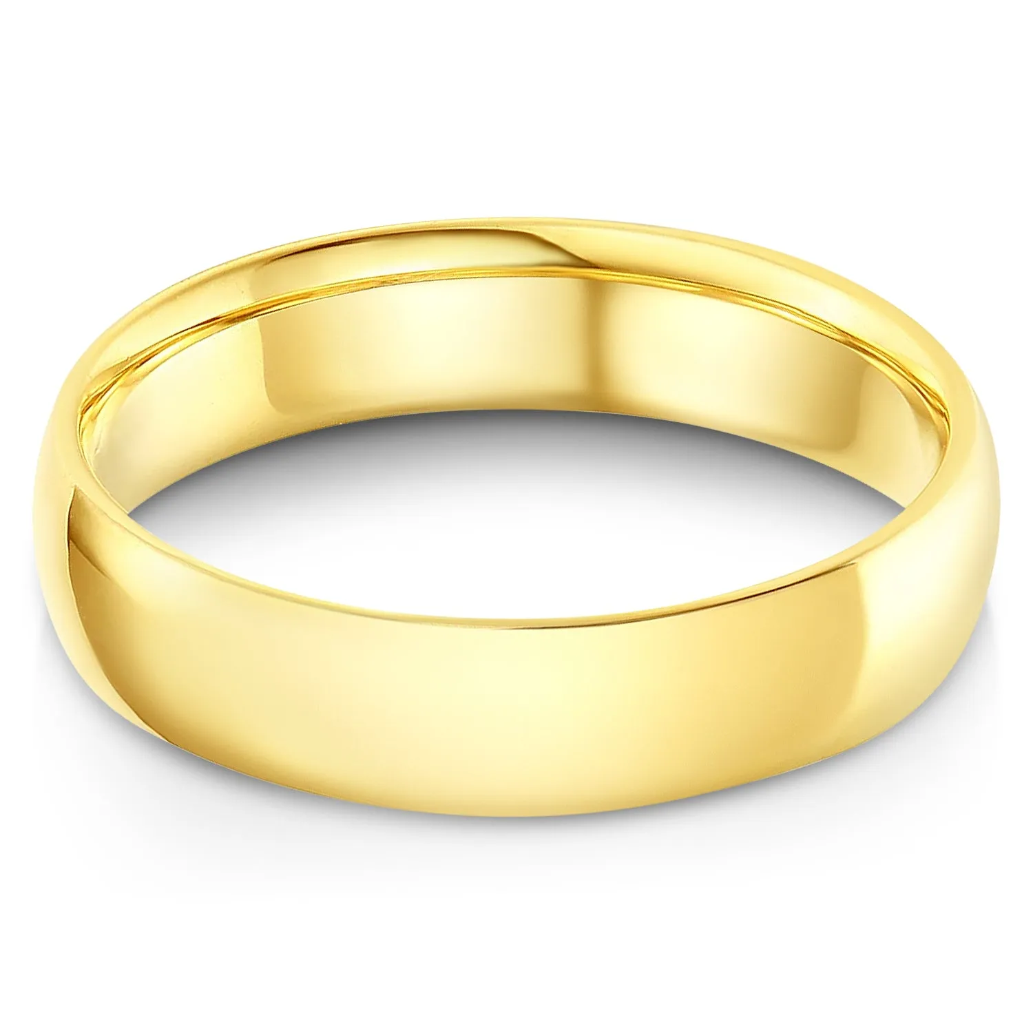 14k Solid Gold 5mm Plain Standard Classic Fit Traditional Wedding Band Ring