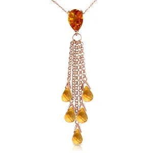 14K Solid Rose Gold Briolette Citrine Necklace Certified