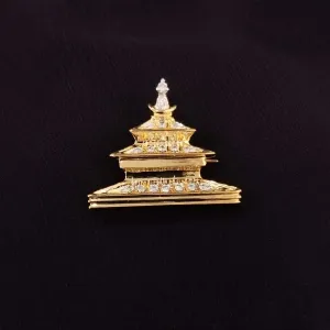 14K YG Temple Diamond Brooch-1pc