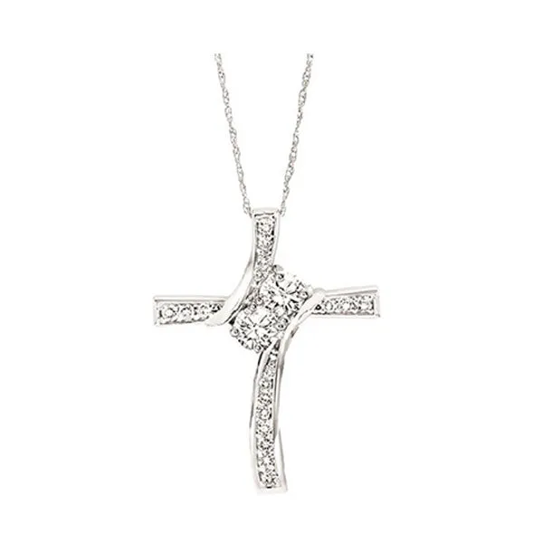 14KT White Gold & Diamond Classic Book Cross Pendants Neckwear Pendant  - 1 ctw