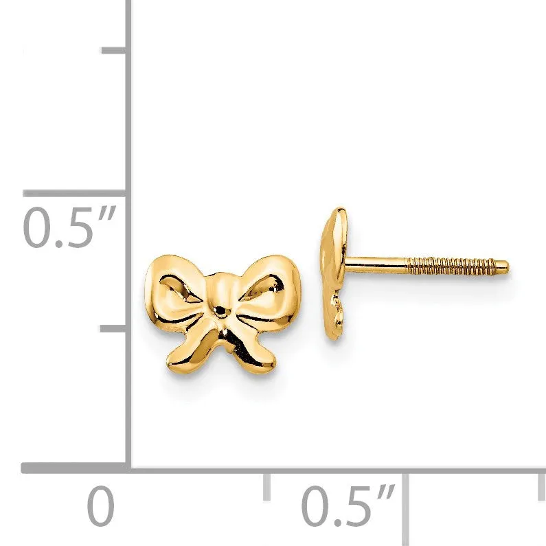 14KT Yellow Gold 6X7MM Stud Bow Earrings