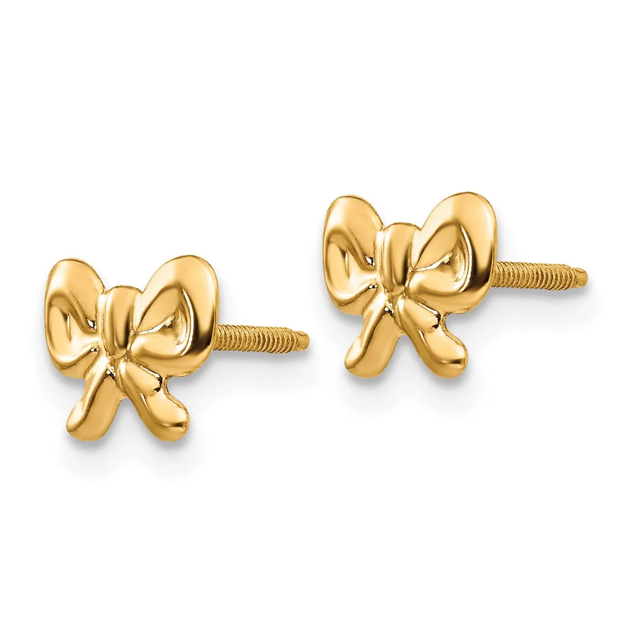 14KT Yellow Gold 6X7MM Stud Bow Earrings