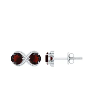 1.50 CT Simple Garnet Two Stone Infinity Stud Earrings