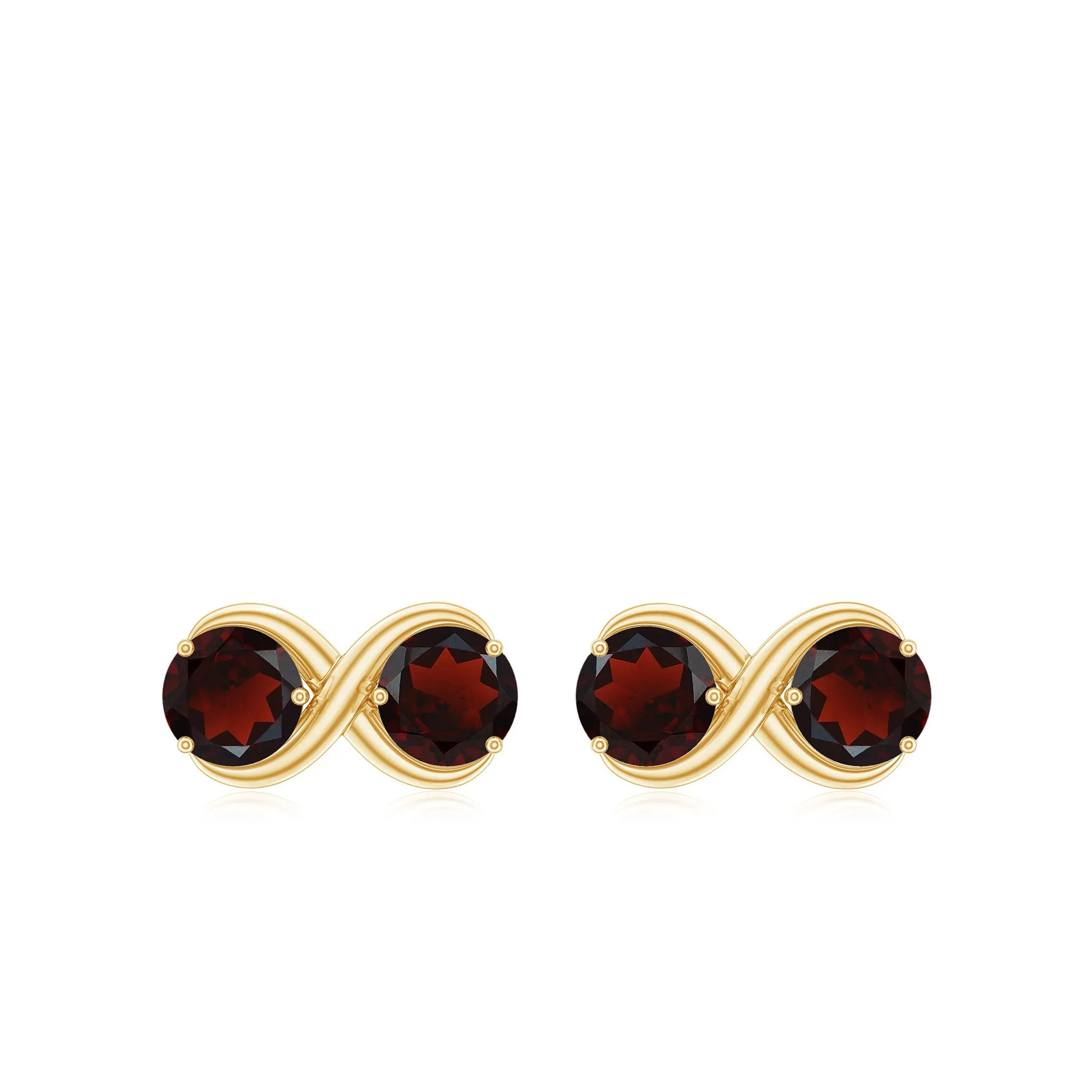 1.50 CT Simple Garnet Two Stone Infinity Stud Earrings