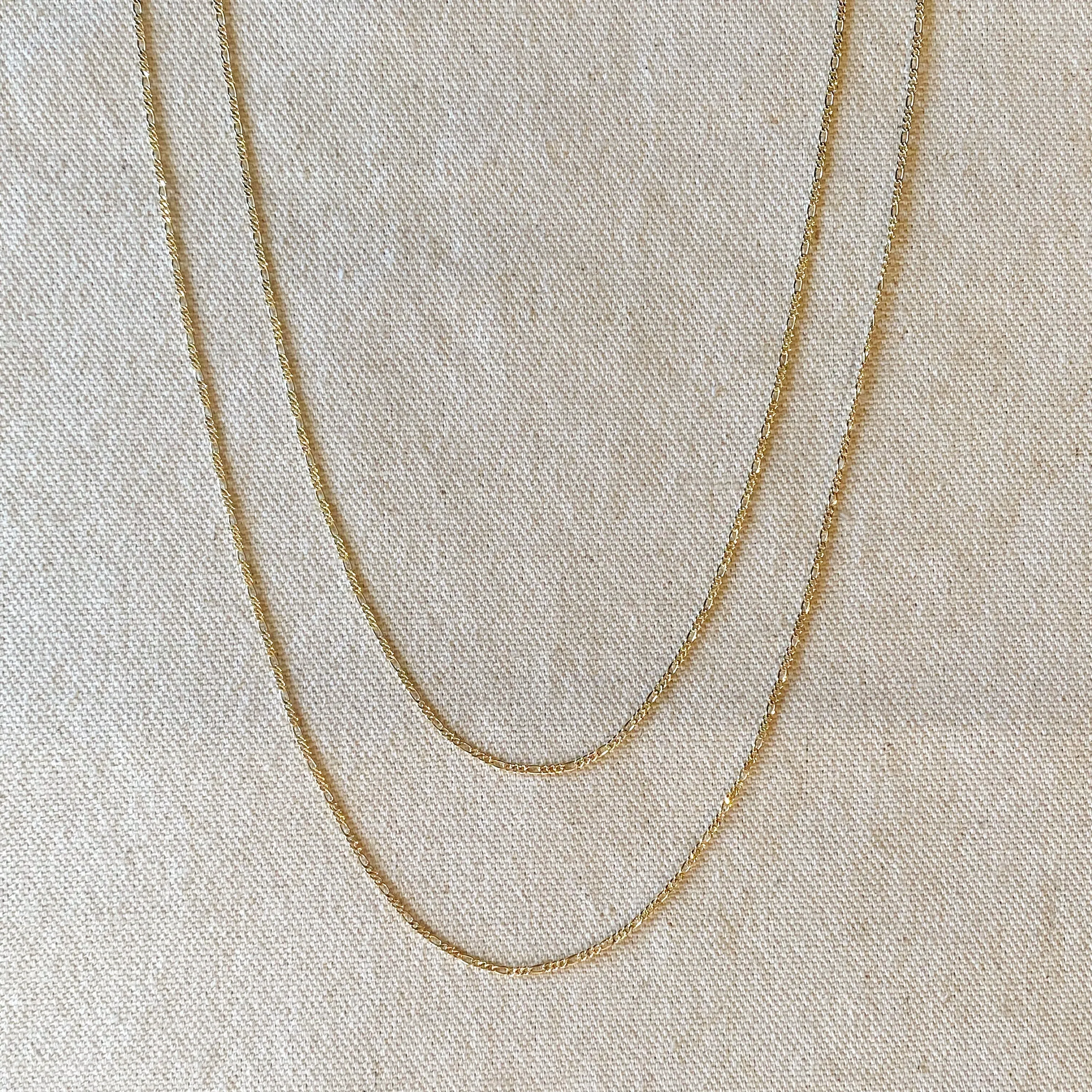 18k Gold Filled Thin Figaro Chain