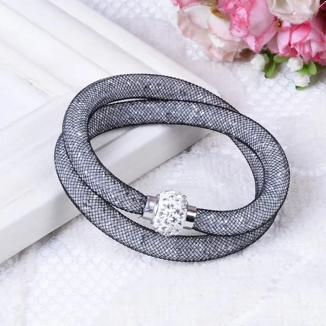 2015 NEW Fashion Jewelry Handmade Crystal Rhinestone Bracelets Women Charm Bangle Wholesale Free Shipping