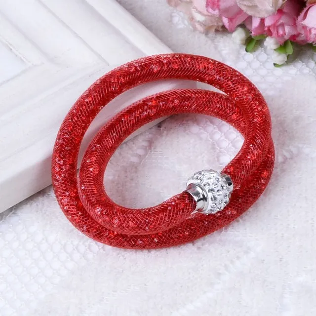 2015 NEW Fashion Jewelry Handmade Crystal Rhinestone Bracelets Women Charm Bangle Wholesale Free Shipping