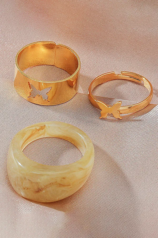 3 Piece Butterfly Rings Set