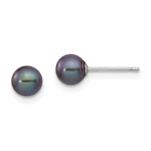 5MM Round Pearl Stud Earrings in 14KT White Gold