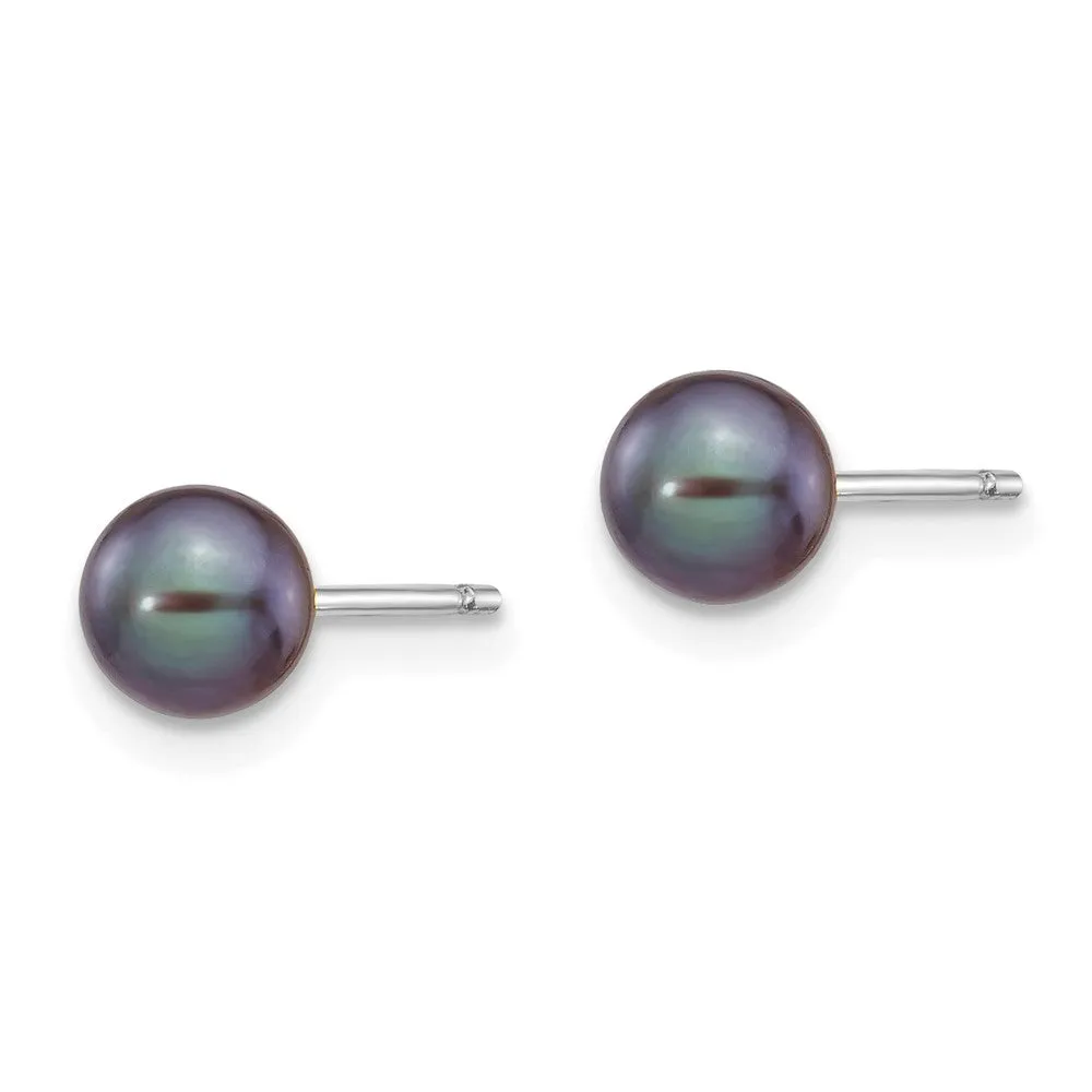 5MM Round Pearl Stud Earrings in 14KT White Gold