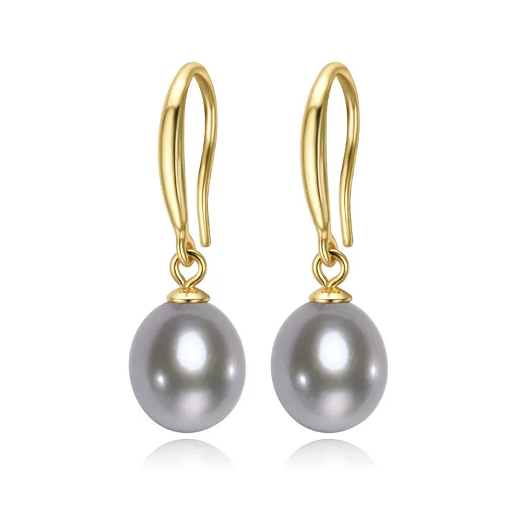 8mm-9mm Drop Shape Freshwater Pearl Earrings