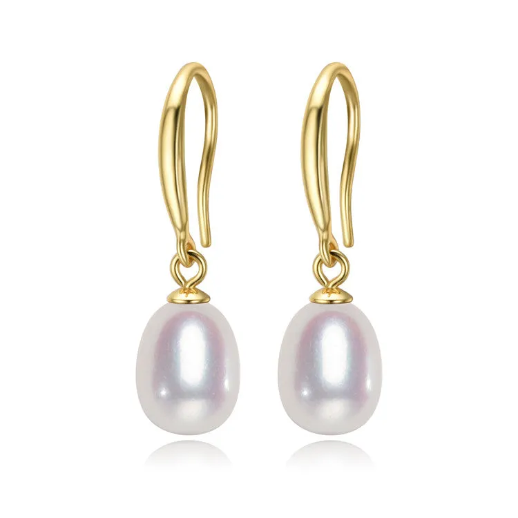 8mm-9mm Drop Shape Freshwater Pearl Earrings