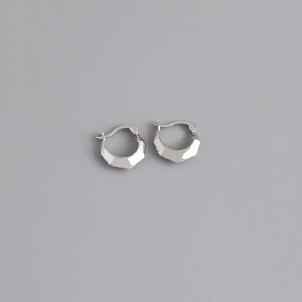 925 Sterling Silver Hoop Earrings Charm Jewelry - Light Ear Buckle - MD268