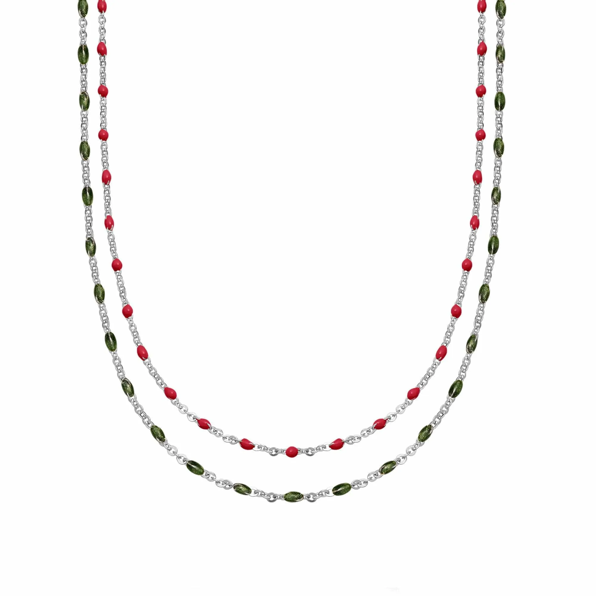 A Hint Of Colour Beaded Layering Set Sterling Silver