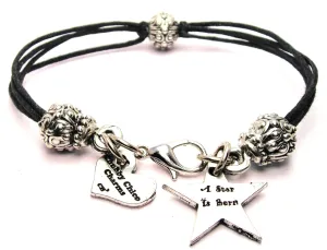 A Star Is Born Beaded Black Cord Bracelet