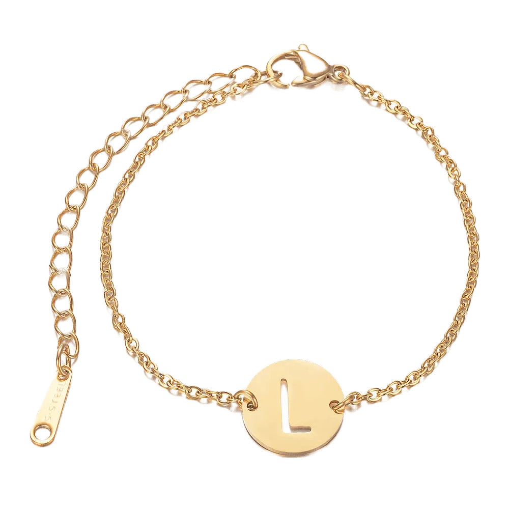 Alphabet Bracelet Gold Plated - Letter L