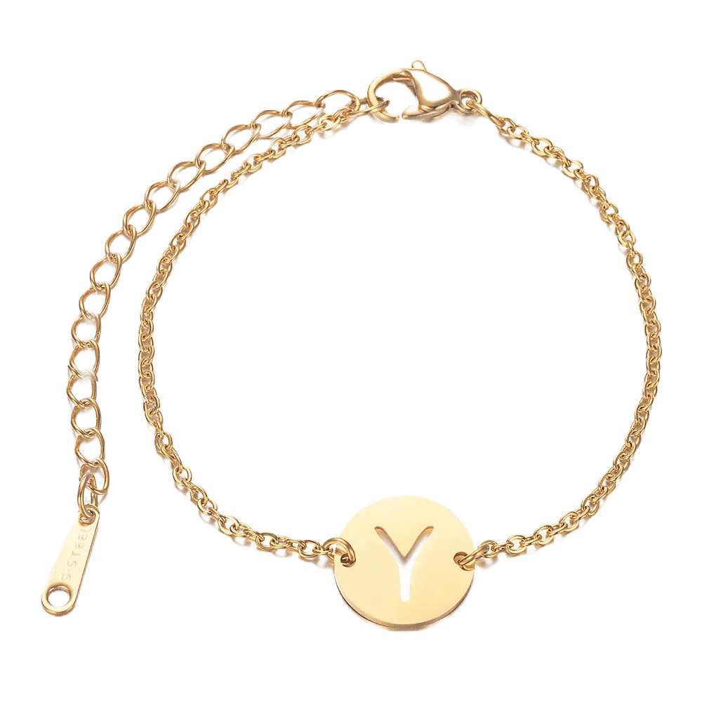 Alphabet Bracelet Gold Plated - Letter Y