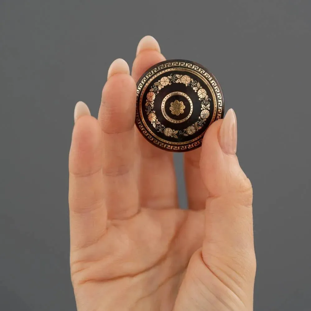 Antique Victorian 1870s Tortoiseshell Piqué Brooch