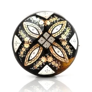 Antique Victorian 1870s Tortoiseshell Piqué Brooch