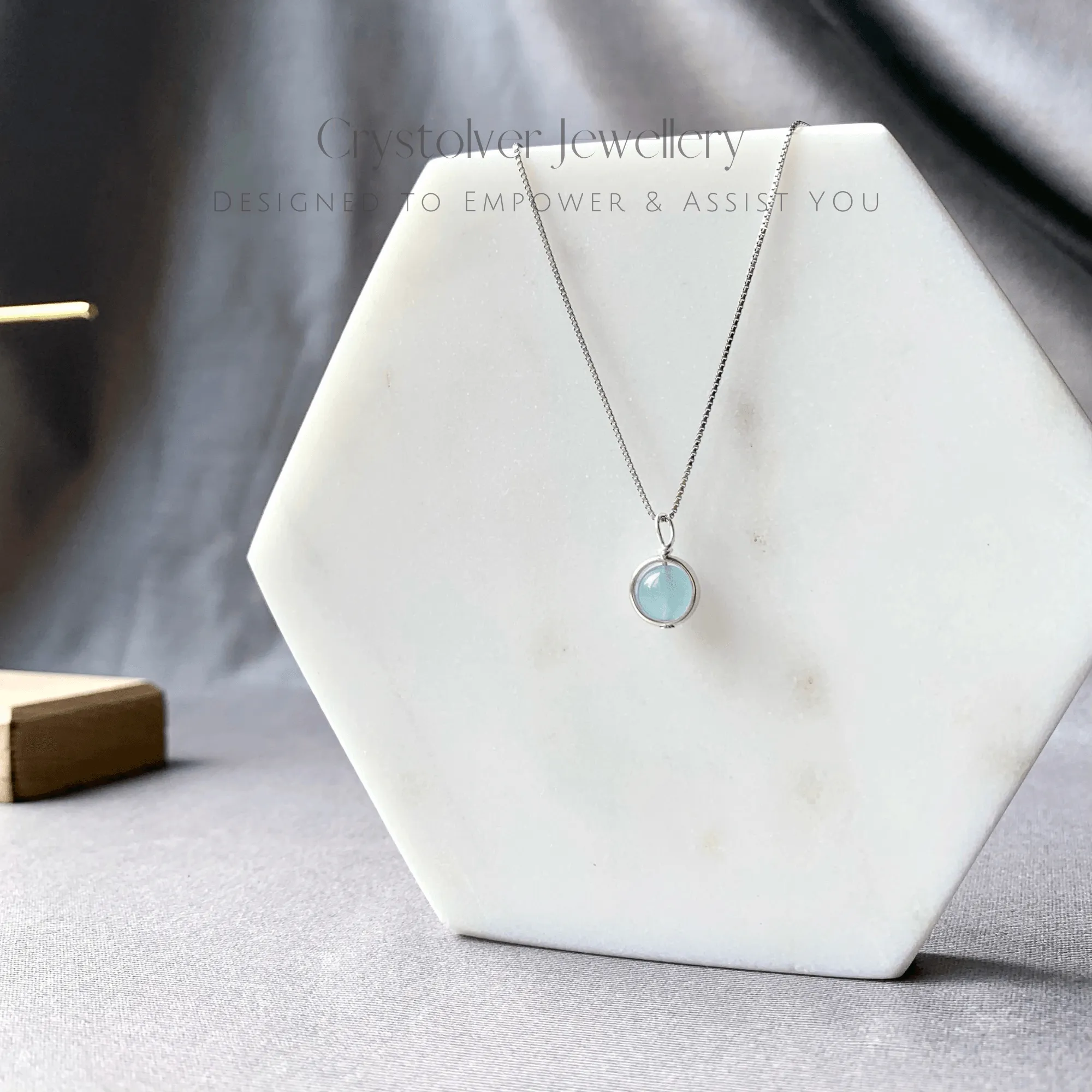 Aquamarine Dainty Sterling Silver Necklaces