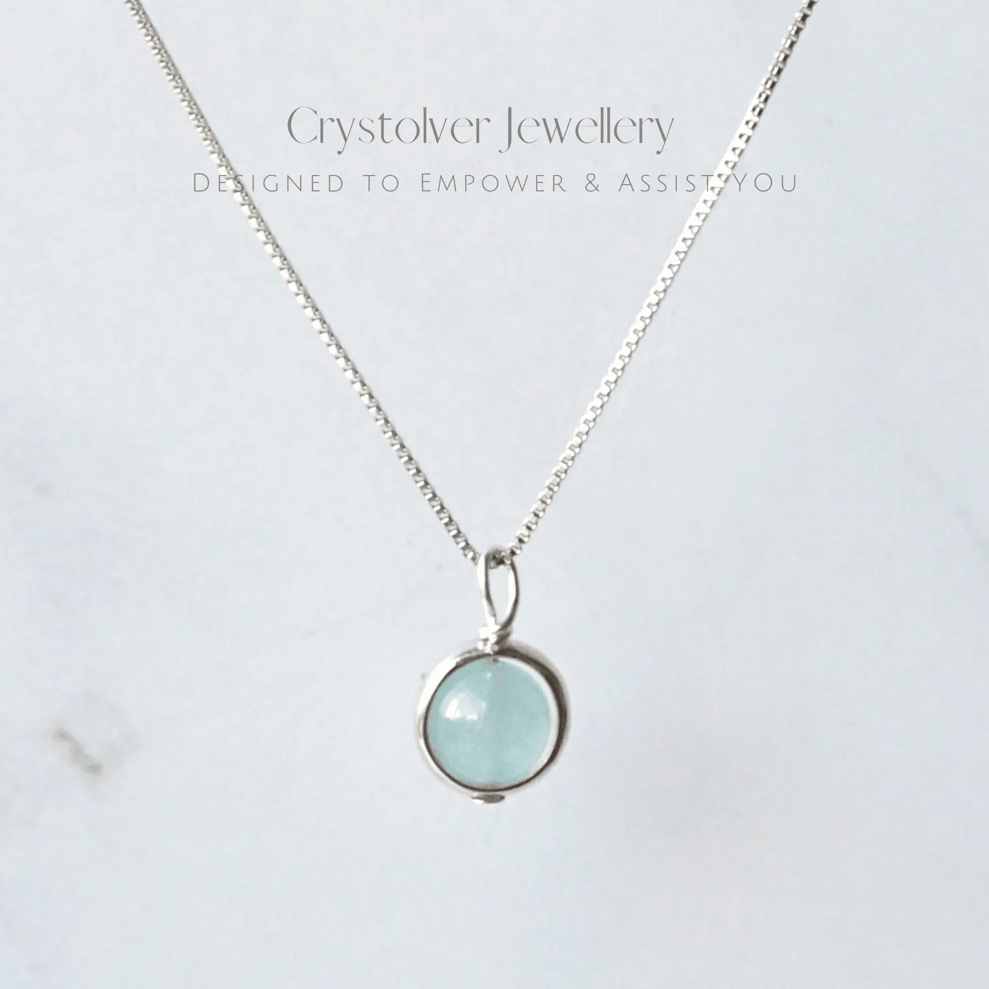 Aquamarine Dainty Sterling Silver Necklaces