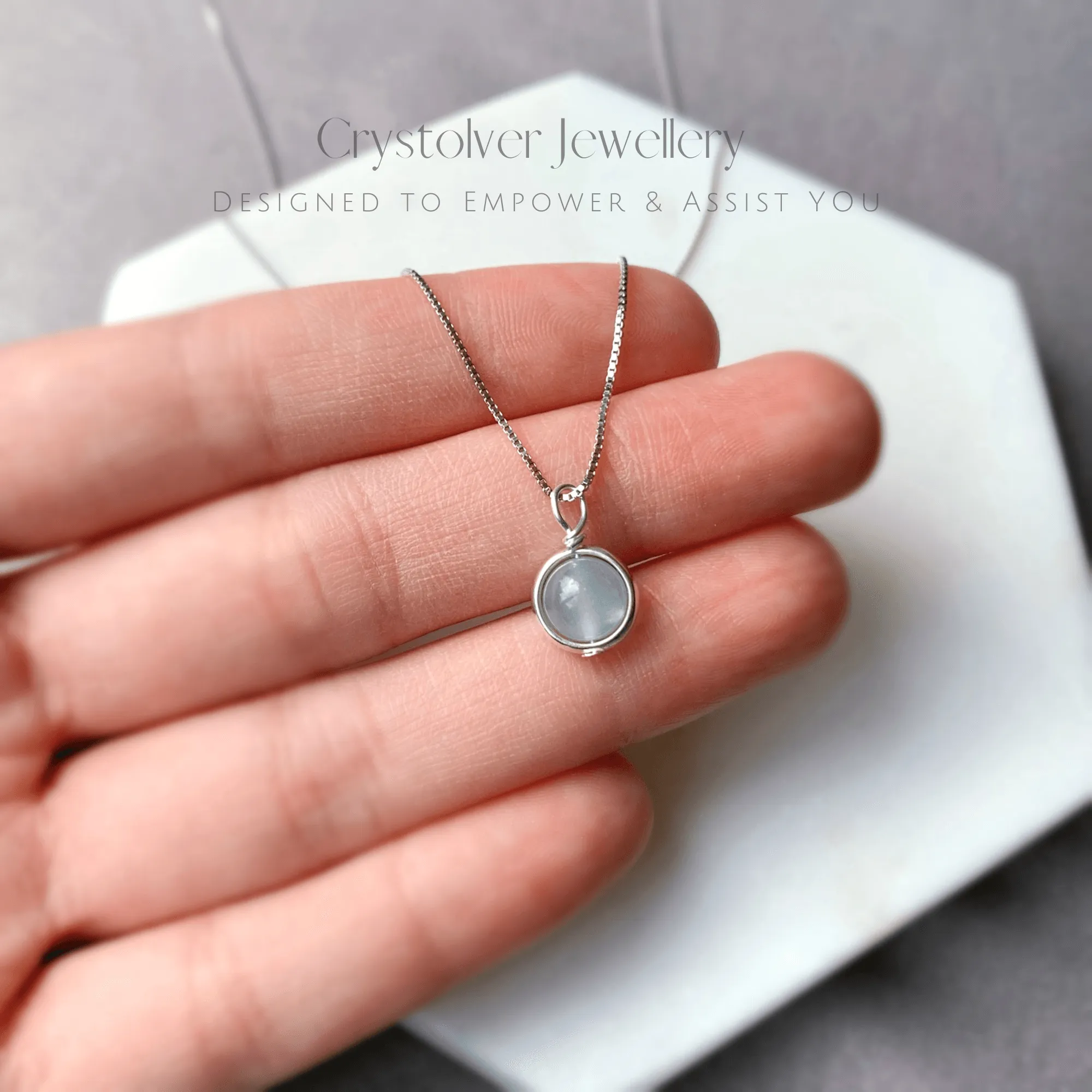 Aquamarine Dainty Sterling Silver Necklaces