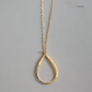 Avia Gold Hammered Pear Drop Pendant Necklace