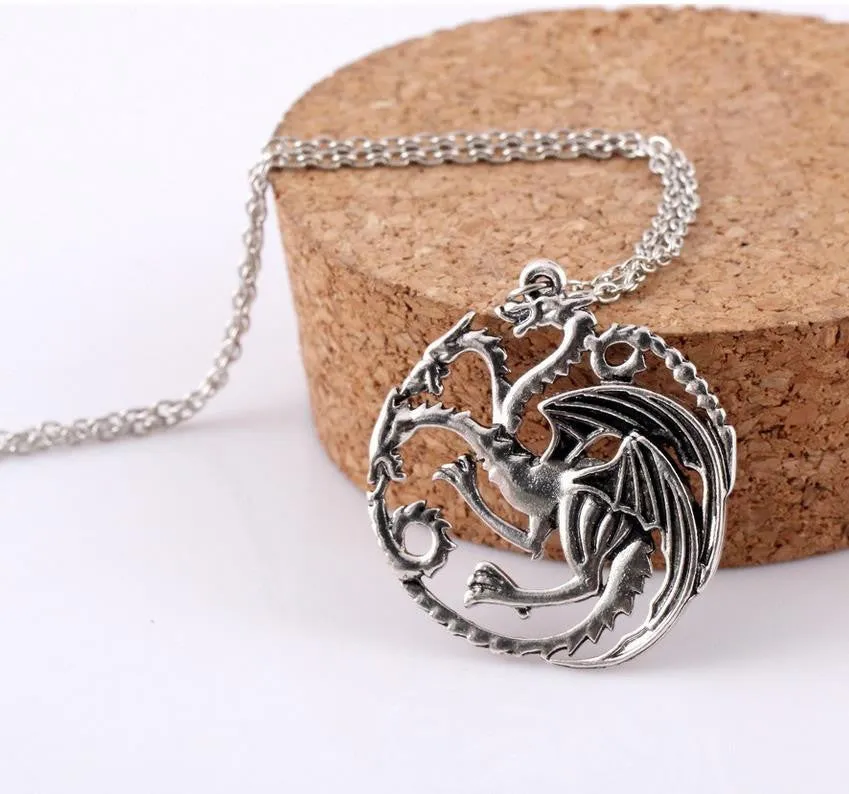 Best Quality Song Of Ice And Fire Game Of Thrones Targaryen Dragon Badge Necklace