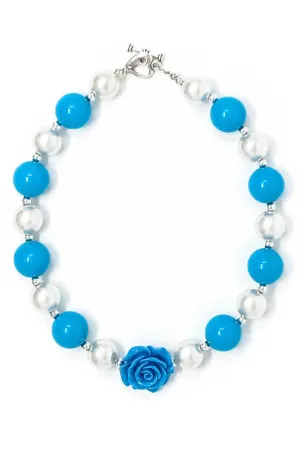 Blue Pearl Rose Bubblegum Necklace