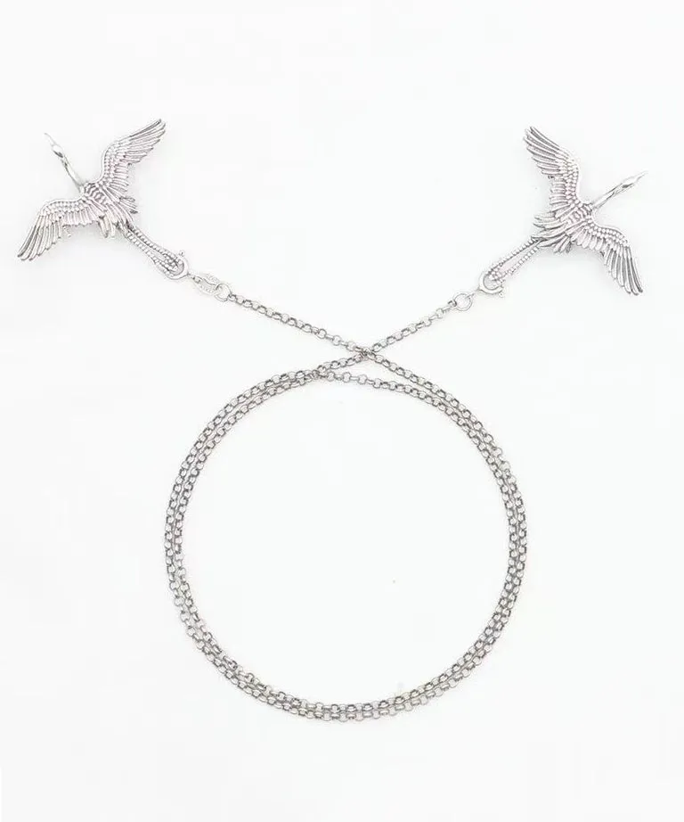 Boutique Silk Sterling Silver Crane Brooches DF1005