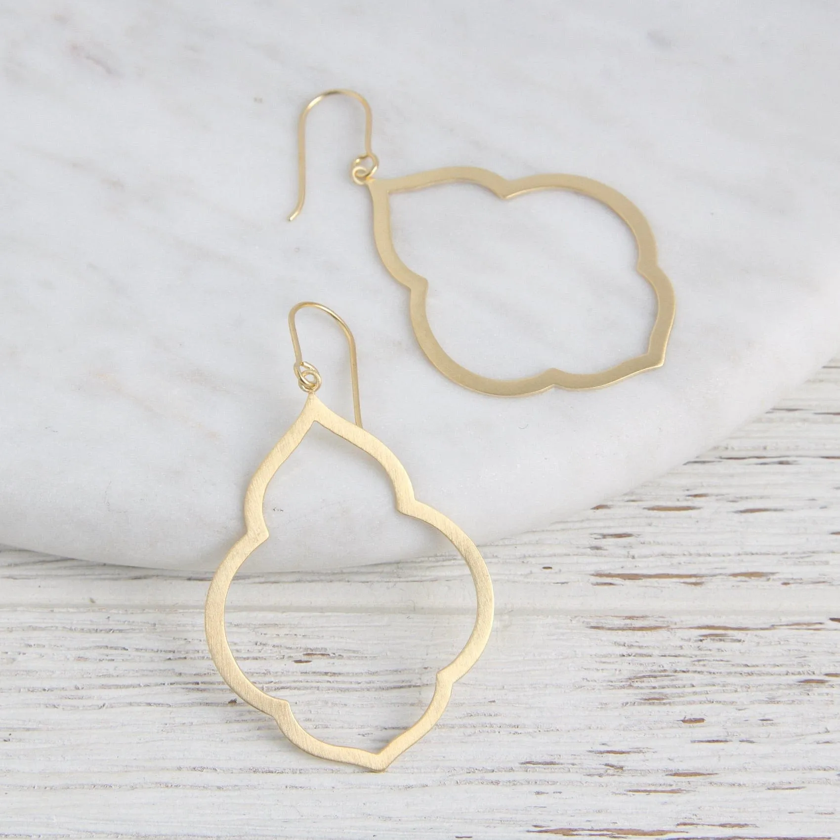 Brushed Gold Vermeil Large Persian Window Earrings