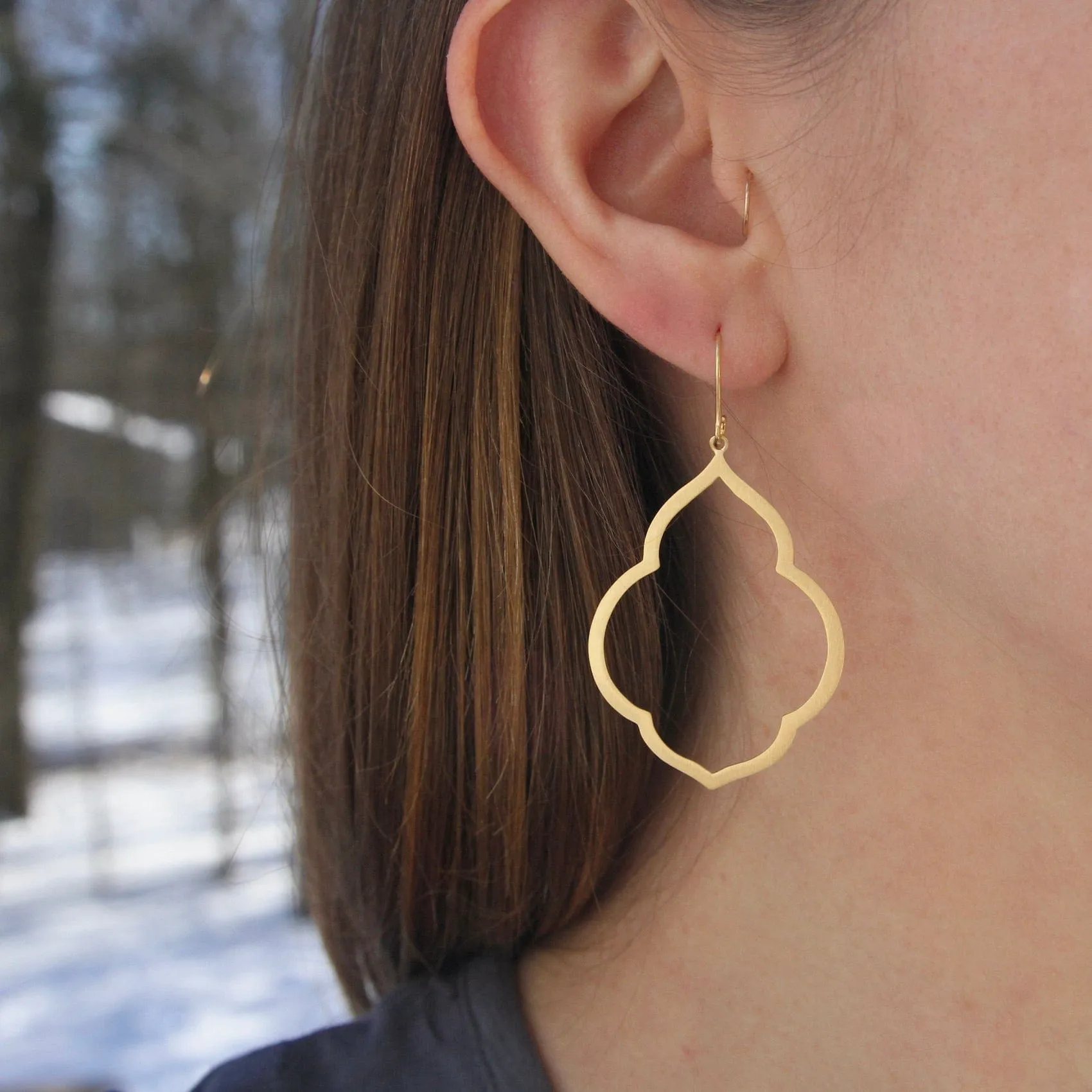 Brushed Gold Vermeil Large Persian Window Earrings