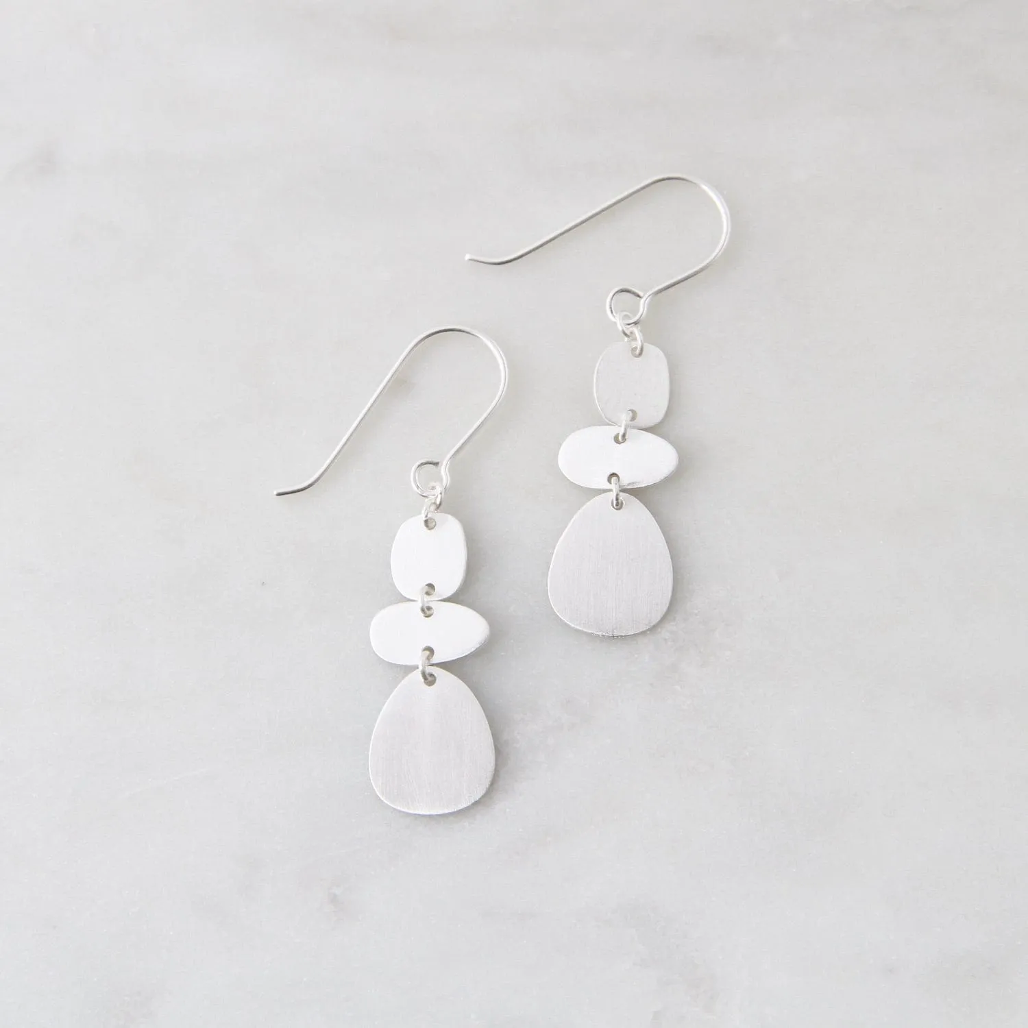 Brushed Sterling Silver Organic Shapes Drop Earring