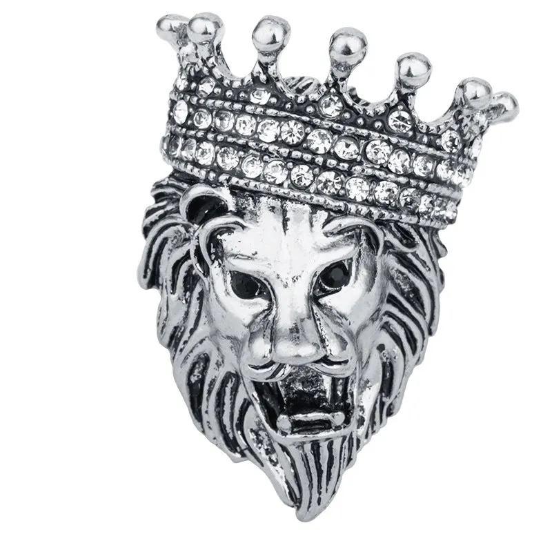 Business Retro British Style Lion Rhinestone Zinc Diamond Men'S Brooches