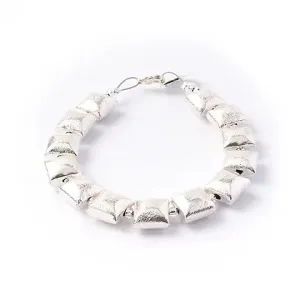 Carrie Elspeth Brushed Silver Squares Beaded Bracelet