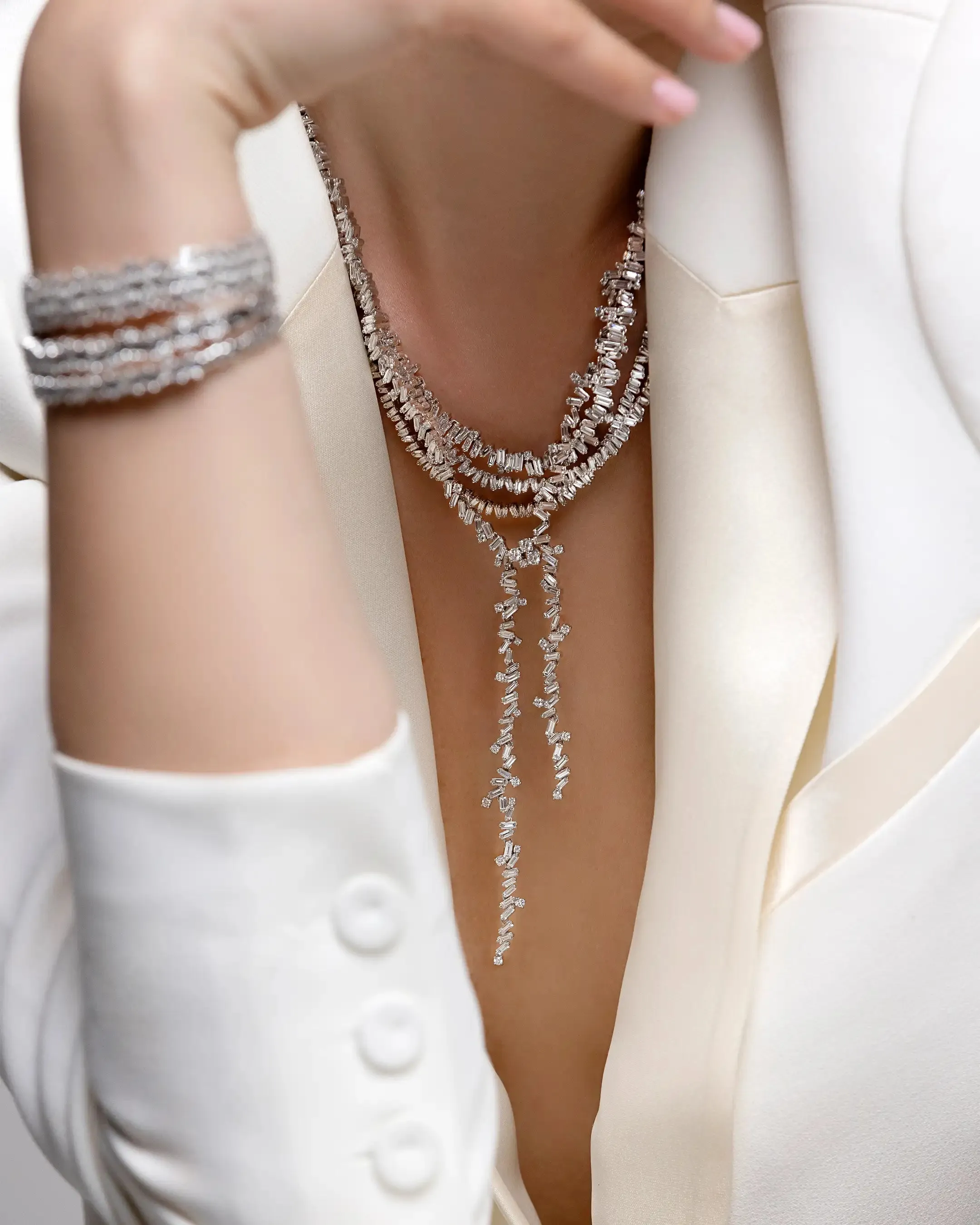 Classic Diamond Lariat Drop Necklace