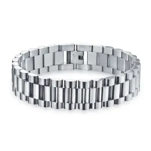 Classic Geometric Chain Link Bracelet for Men Silver Tone Stainless Steel