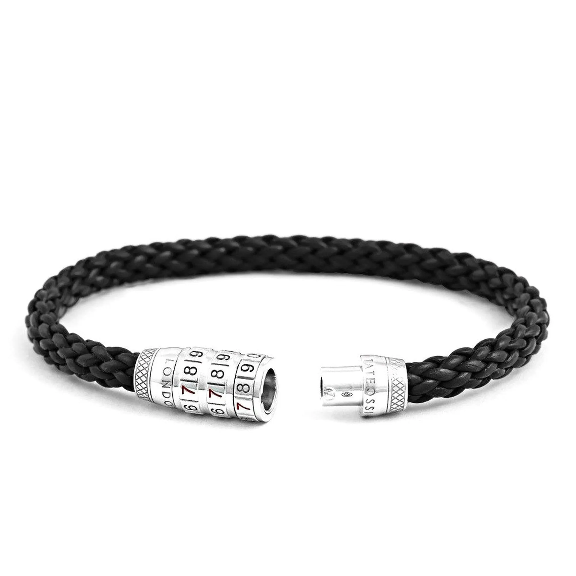 Combination Lock 777 Silver Bracelet In Black