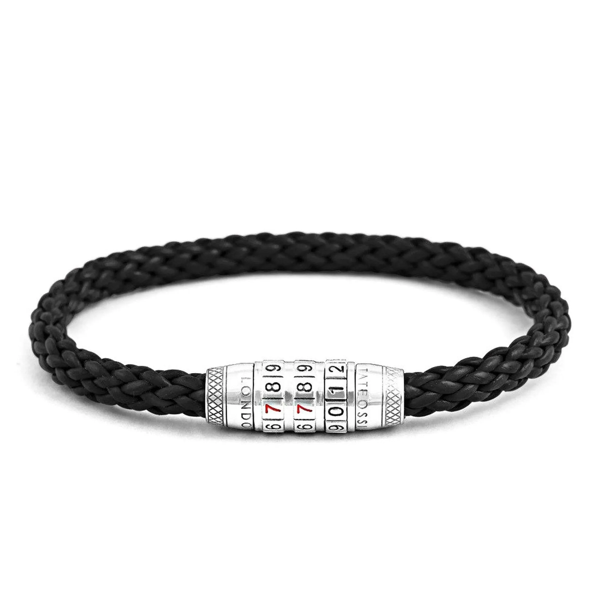 Combination Lock 777 Silver Bracelet In Black