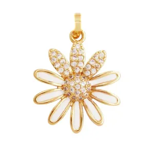 Cz Daisy Petal Charm For Charm Necklace & Bracelet