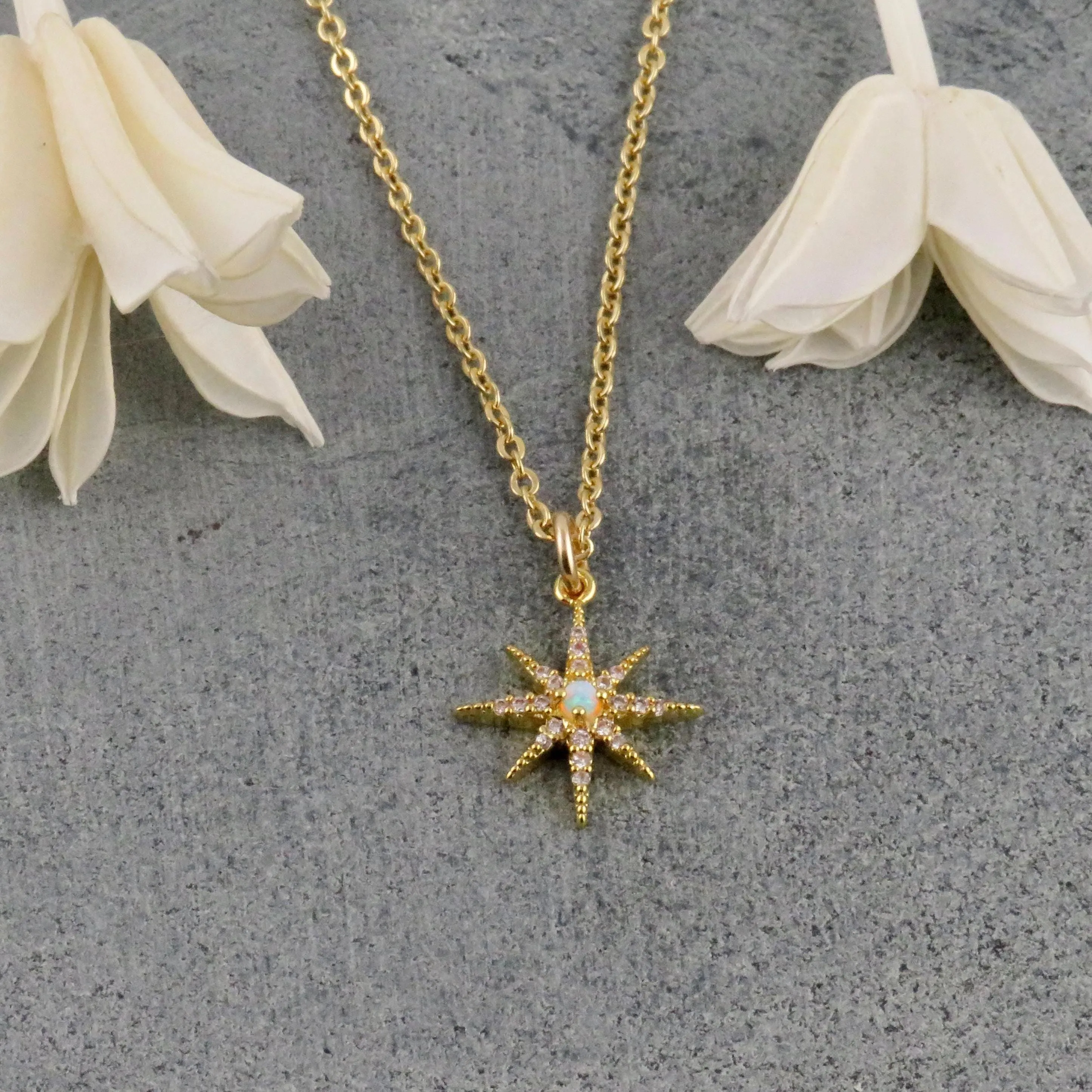 Delicate Opal Starburst Necklace